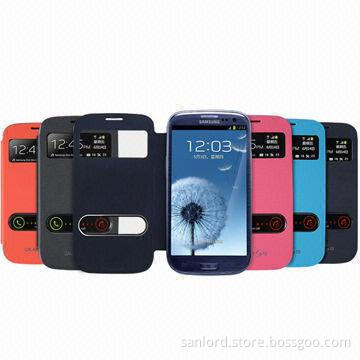 Samsung S View PU Leather Mobile Phone Cases with Double Windows